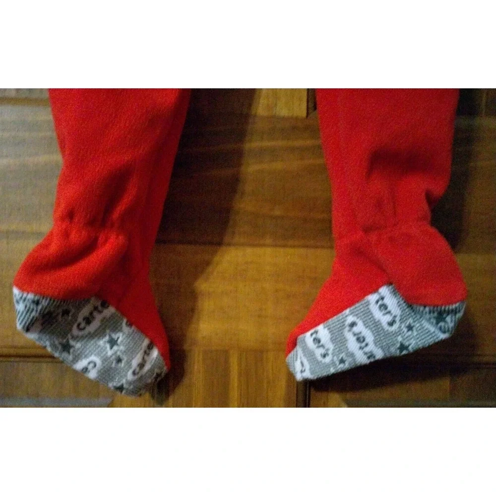Carter's Size 18M Red Reindeer Fleece Christmas footed sleeper